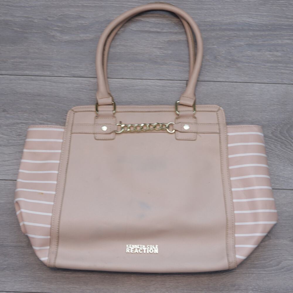 Kenneth Cole Reaction Satchel Handbag M Blush Faux Leather Purse Lined Bag